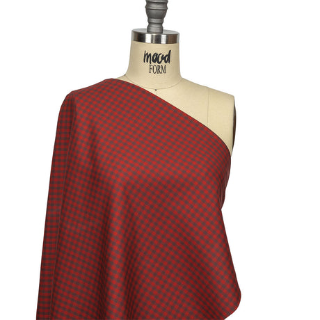 Red and Brown Checkered Twill Cotton Shirting