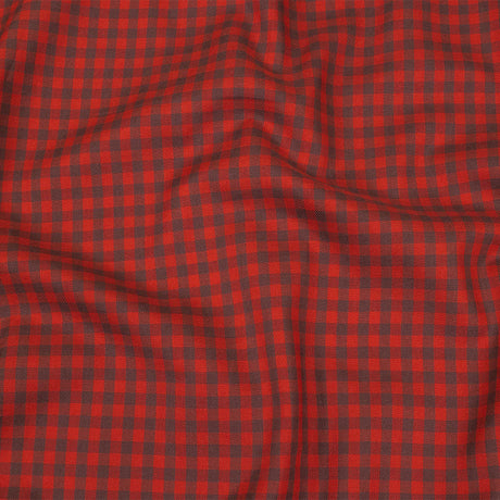 Red and Brown Checkered Twill Cotton Shirting