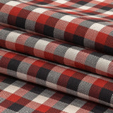 Red, Black and White Checkered Twill Cotton Shirting
