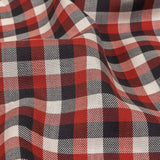 Red, Black and White Checkered Twill Cotton Shirting