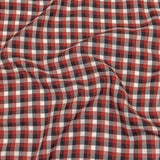 Red, Black and White Checkered Twill Cotton Shirting