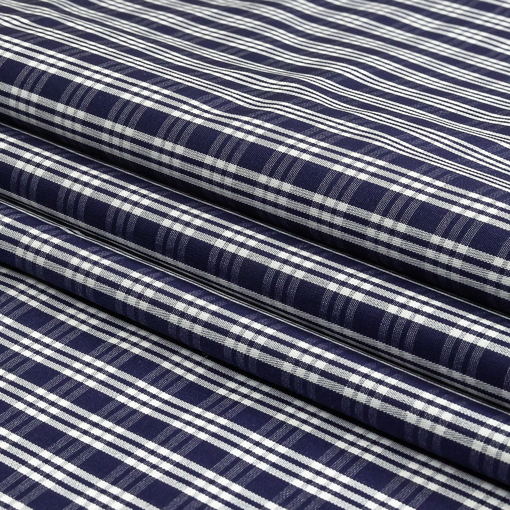 Astral Aura and White Plaid Twill Cotton Shirting