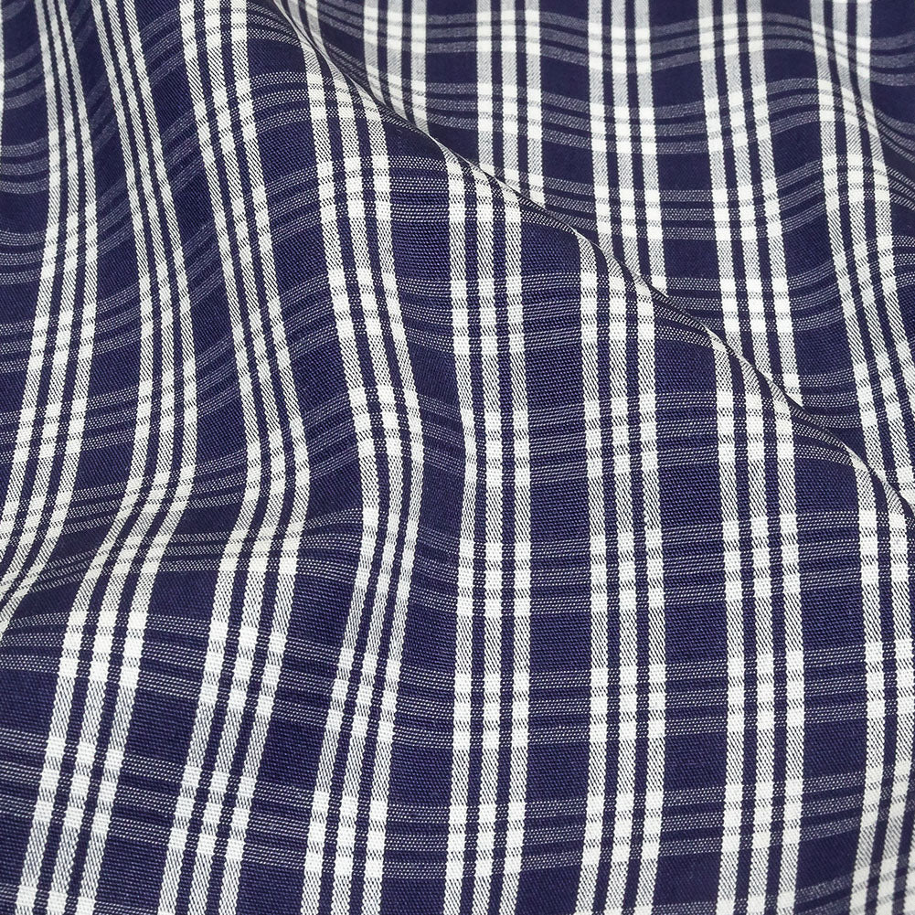 Astral Aura and White Plaid Twill Cotton Shirting