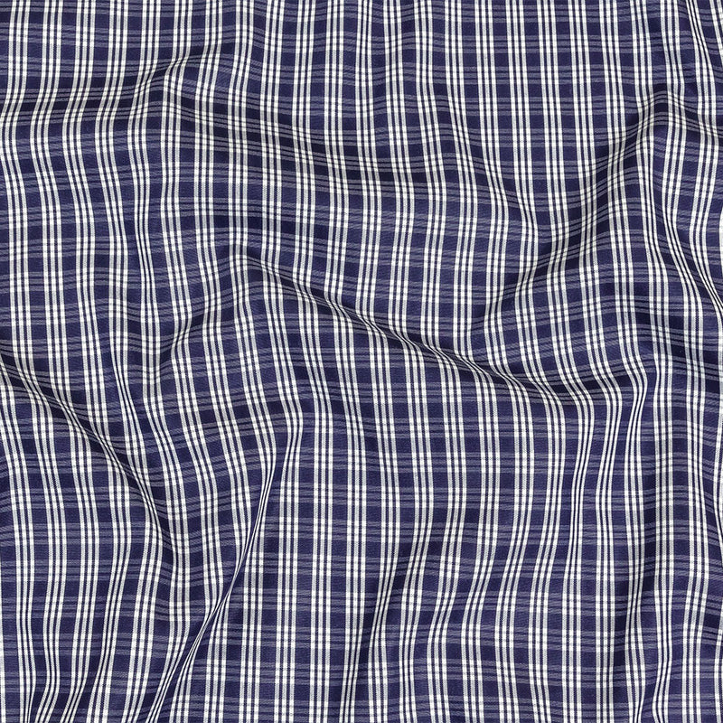 Astral Aura and White Plaid Twill Cotton Shirting