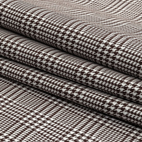 Peppercorn and White Glen Plaid Twill Cotton Shirting