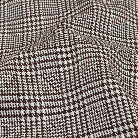 Peppercorn and White Glen Plaid Twill Cotton Shirting