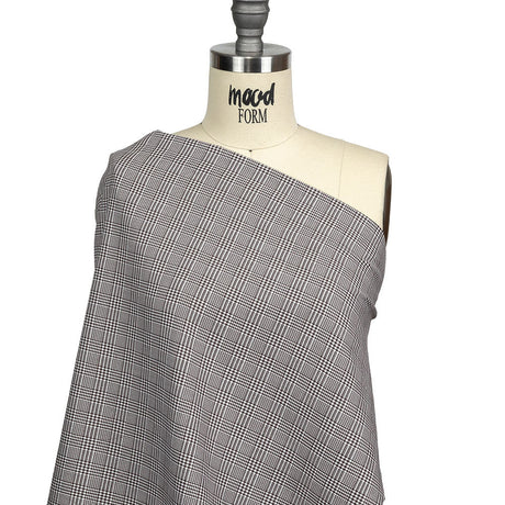 Peppercorn and White Glen Plaid Twill Cotton Shirting