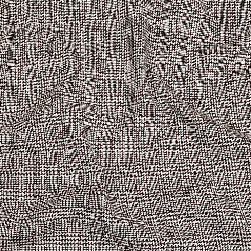 Peppercorn and White Glen Plaid Twill Cotton Shirting