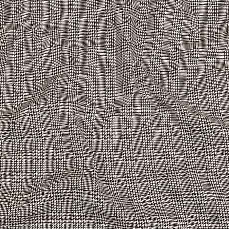 Peppercorn and White Glen Plaid Twill Cotton Shirting