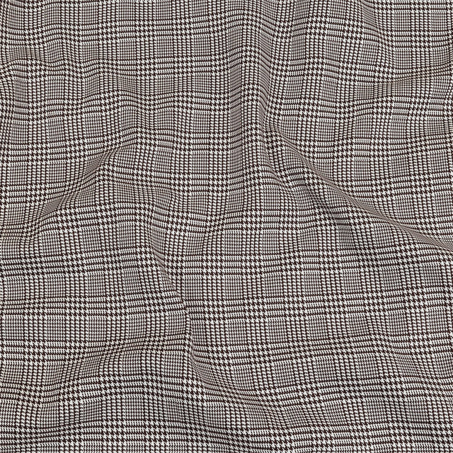 Peppercorn and White Glen Plaid Twill Cotton Shirting