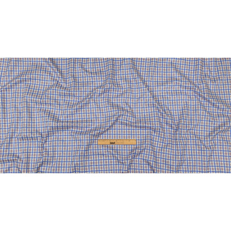 Violet, Wedgewood and White Plaid Twill Cotton Shirting