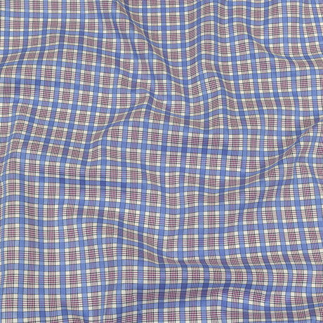 Violet, Wedgewood and White Plaid Twill Cotton Shirting