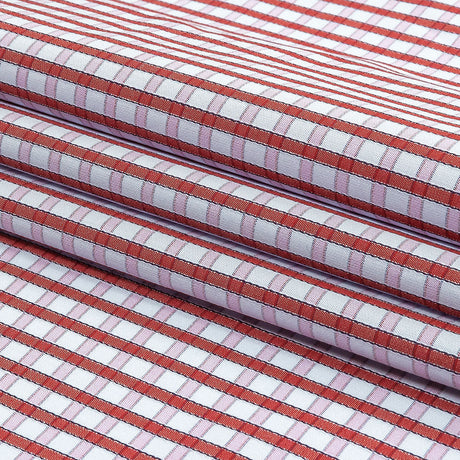 Red, Pink and Pale Blue Checkered Cotton Shirting