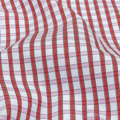 Red, Pink and Pale Blue Checkered Cotton Shirting