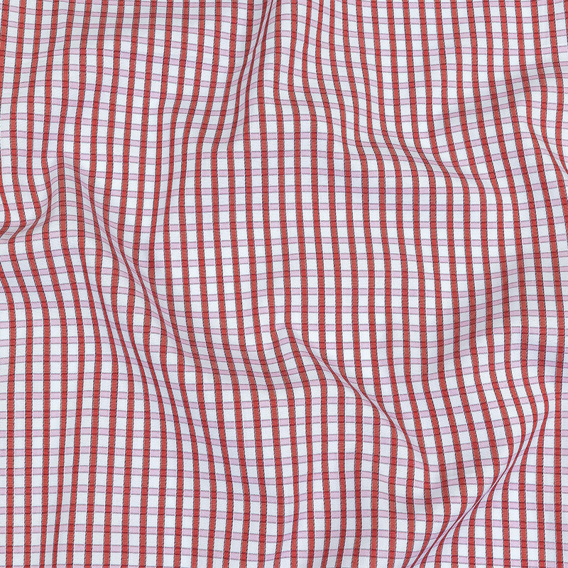 Red, Pink and Pale Blue Checkered Cotton Shirting