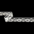 White Floral Corded Lace Trim - 1.125"