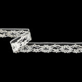 White Floral Corded Lace Trim - 1.125"