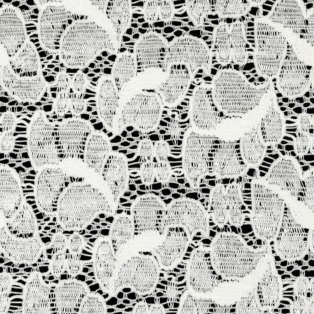Metallic White Leafy Stretch Re-Embroidered Lace Trim - 5.625"