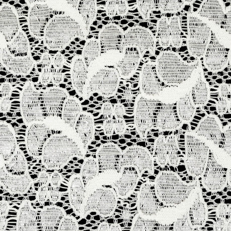 Metallic White Leafy Stretch Re-Embroidered Lace Trim - 5.625"