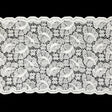 Metallic White Leafy Stretch Re-Embroidered Lace Trim - 5.625"