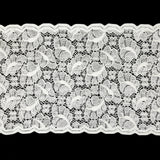 Metallic White Leafy Stretch Re-Embroidered Lace Trim - 5.625"