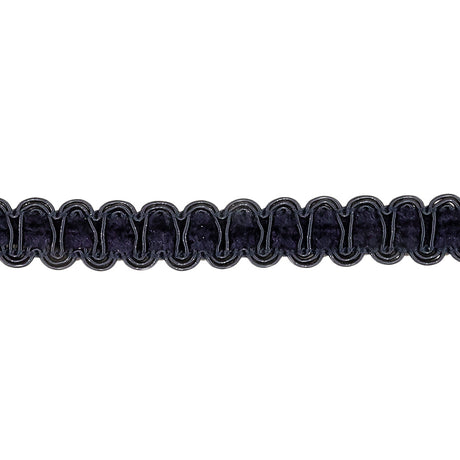 Dark Navy Cord and Chenille Rayon Blend Braided Trim - 0.5"