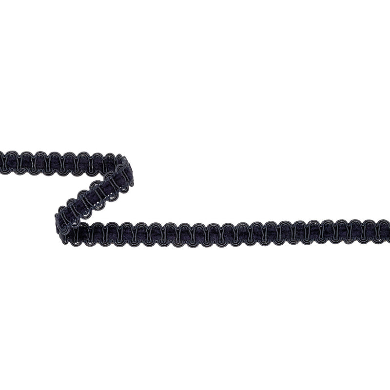 Dark Navy Cord and Chenille Rayon Blend Braided Trim - 0.5"
