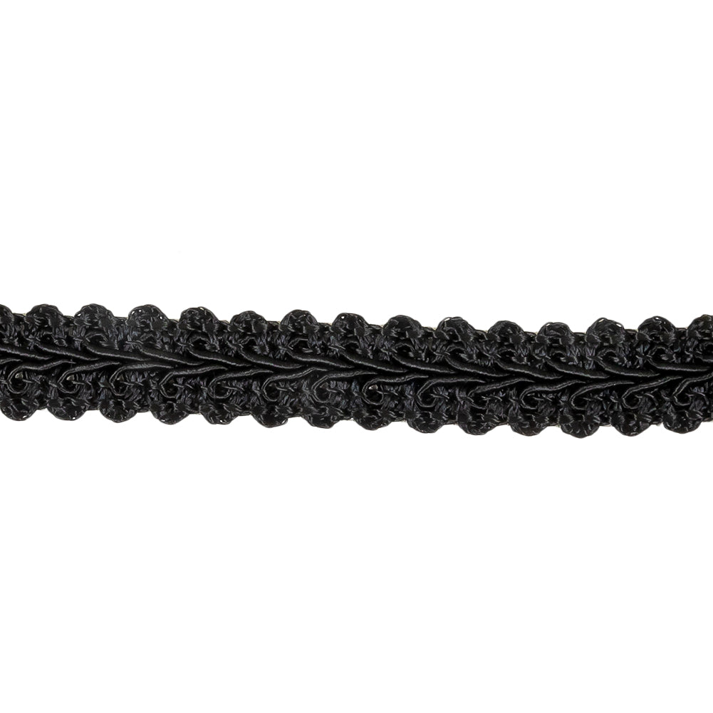 Black Classic Cotton Blend Gimp Braided Trim - 0.625"