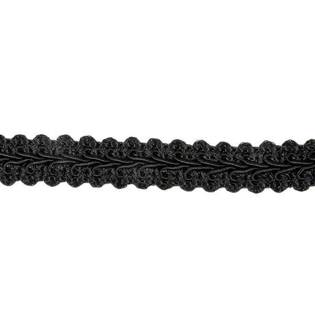 Black Classic Cotton Blend Gimp Braided Trim - 0.625"