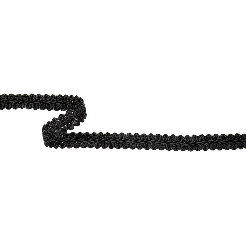 Black Classic Cotton Blend Gimp Braided Trim - 0.625"