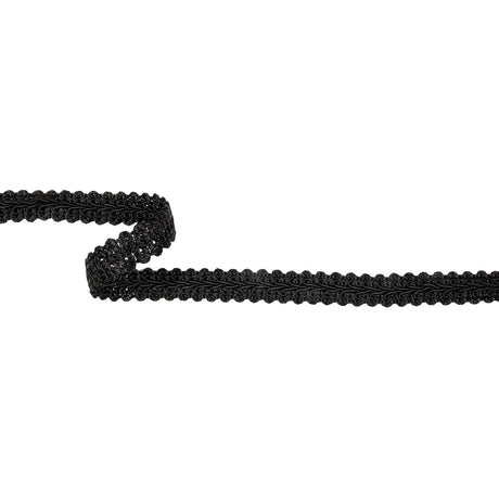 Black Classic Cotton Blend Gimp Braided Trim - 0.625"