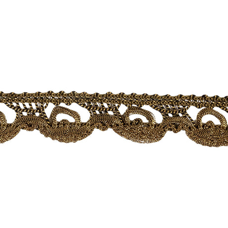 Black and Metallic Gold Swirling Braided Trim - 0.875"