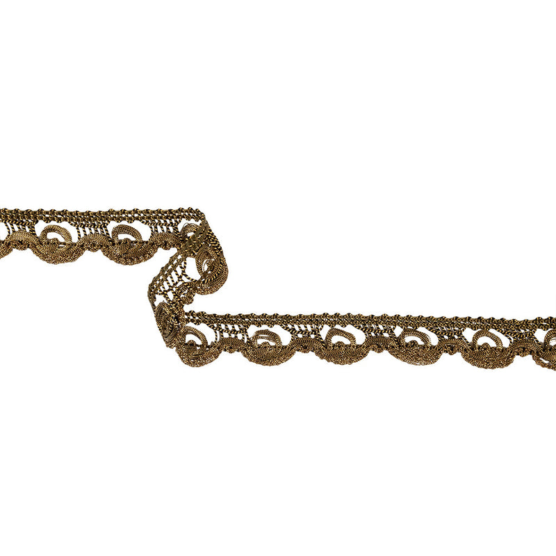 Black and Metallic Gold Swirling Braided Trim - 0.875"