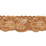 Golden Brown Floral Stretch Lace Trim - 1.25"