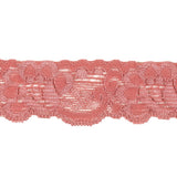 Old Rose Floral Stretch Lace Trim - 1.25"