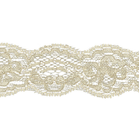 Ivory Shimmering Floral Stretch Lace - 1.625"