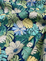 Swavelle Mill Creek Polyester Fabric - Teal Green Blue Ivory Floral, 54" Width (1 Yard)