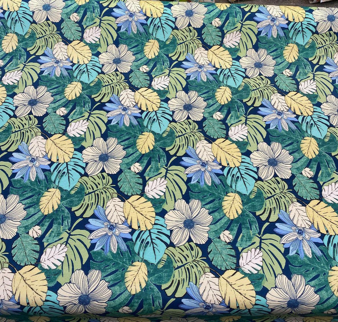 Swavelle Mill Creek Polyester Fabric - Teal Green Blue Ivory Floral, 54" Width (1 Yard)