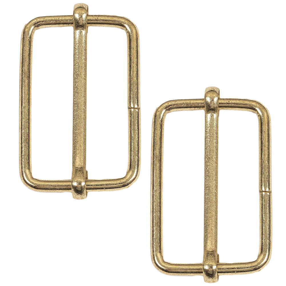 Yellow Gold Rectangular Overall Slides Pair - 1.25" x 1"