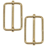 Yellow Gold Rectangular Overall Slides Pair - 1.25" x 1"