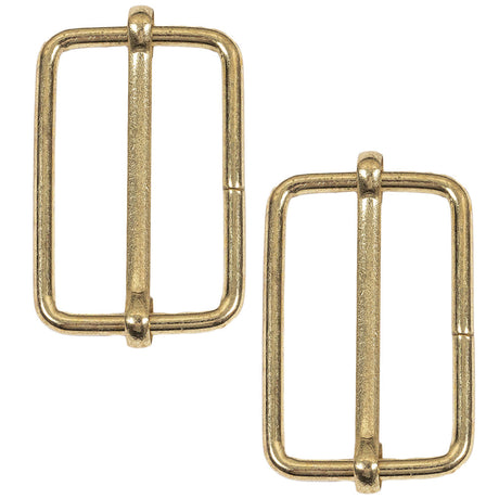 Yellow Gold Rectangular Overall Slides Pair - 1.25" x 1"