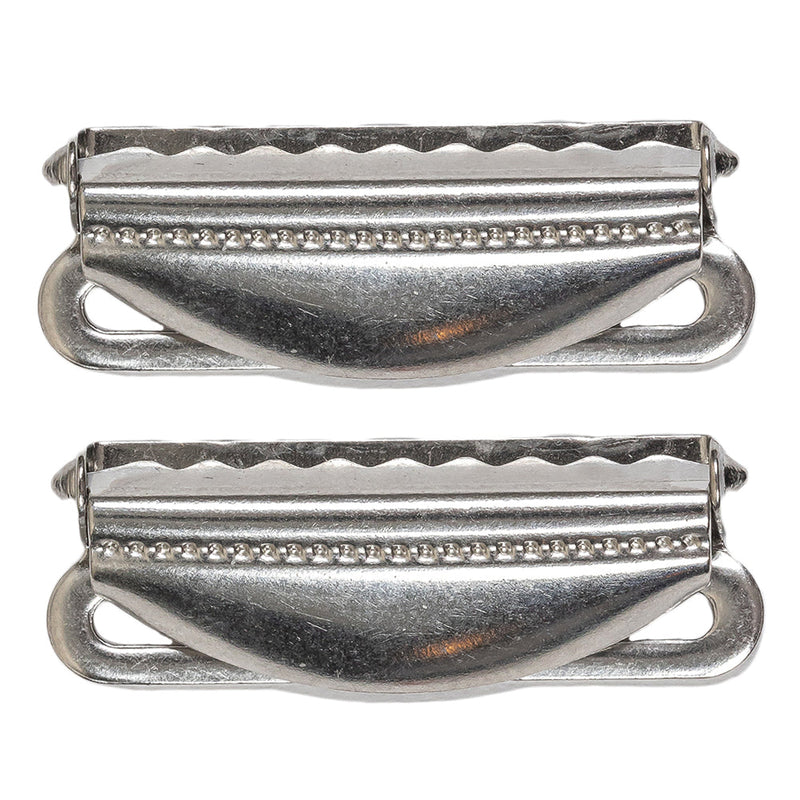 Silver Metal Suspender Slide Adjusters Pair - 1.5"