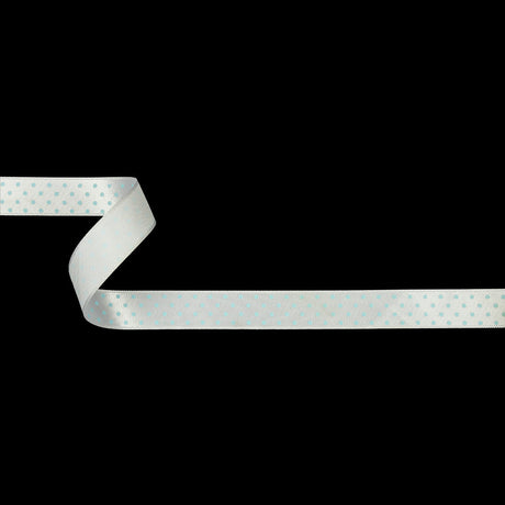 White and Baby Blue Polka Dot Satin Ribbon - 0.625"