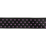 Black and Purple Polka Dot Satin Ribbon - 0.625"