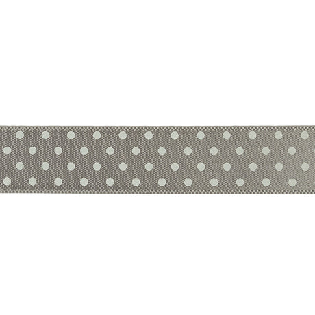 Gray and White Polka Dot Satin Ribbon - 0.625"