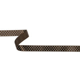 Brown and White Polka Dot Satin Ribbon - 0.625"