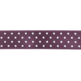 Purple and White Polka Dot Satin Ribbon - 0.625"