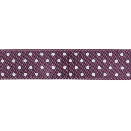 Purple and White Polka Dot Satin Ribbon - 0.625"