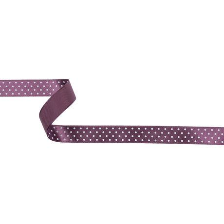 Purple and White Polka Dot Satin Ribbon - 0.625"