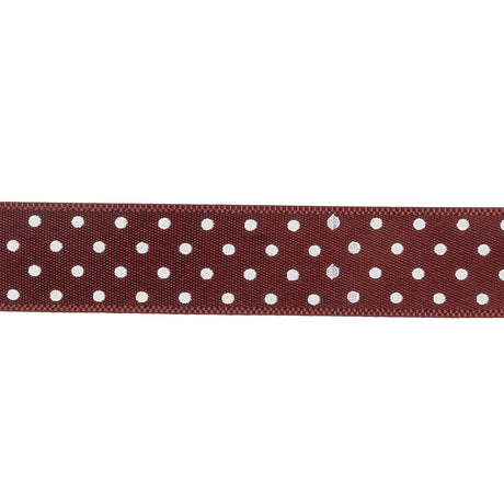 Wine Red and White Polka Dot Satin Ribbon - 0.625"